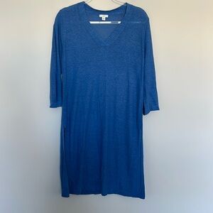 J.Jill Linen Blend Three Quarter Sleeve Split Hem‎ Tunic Dress - Size Small